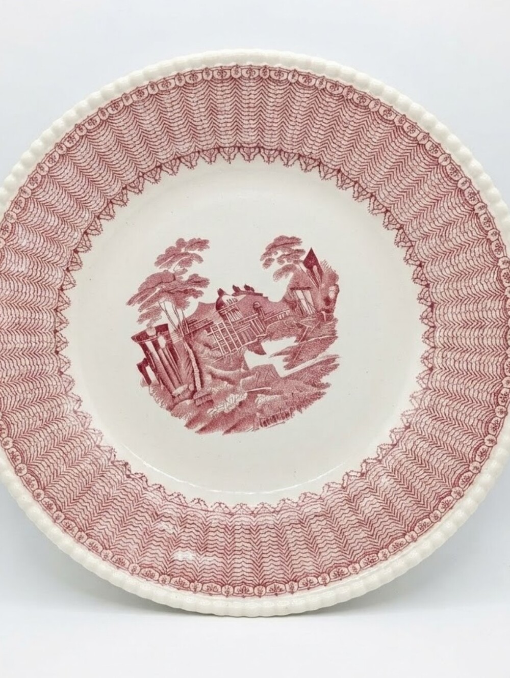 Mid Century Sampson Bridgwood & Son – Classical Ruins Red Transferware Plate
